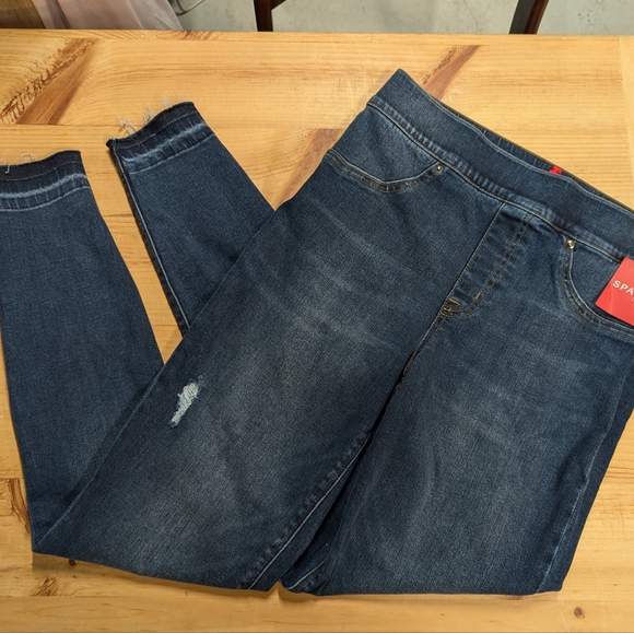 Spanx Distressed Denim Leggings Sz Med - Picture 3 of 8